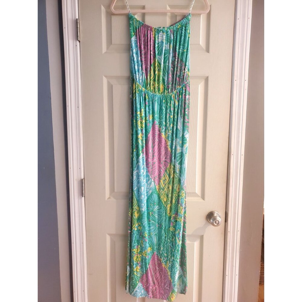 Lilly Pulitzer Womens Multicolor Sleeveless Maxi Dress S Elastic Waist Tropical - Picture 3 of 6